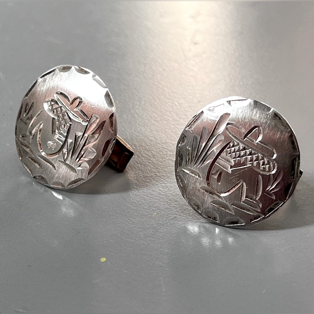Vintage Cufflinks stamped and marked Sterling 925 Mexico - Picture 2 of 5